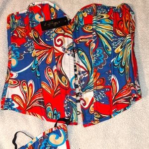 Multicolored Corset a matching panty.